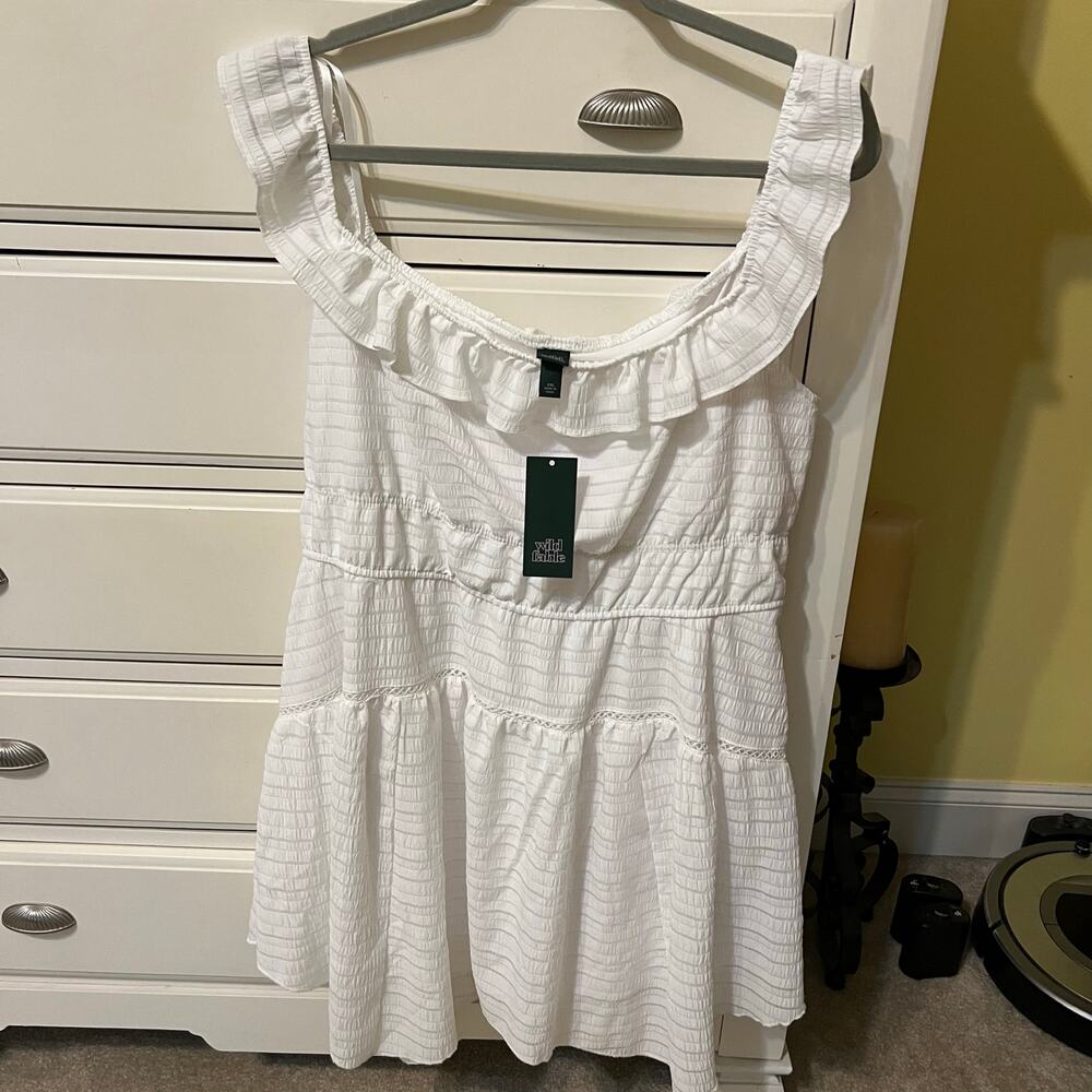 NEW White Ruffle Women's Dress Tiered Fairy Cottagecore Flowy Plus Size XXL Boho - Picture 7 of 8